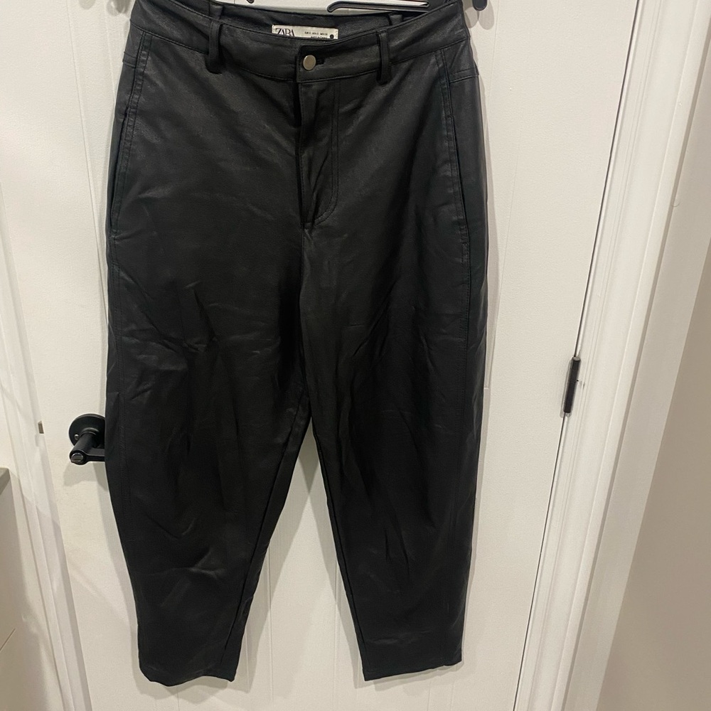 Zara Black Leather Trousers